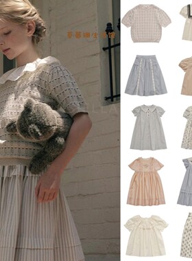 2026春夏款LOU童装女孩粉色毛衣LM白衬衫开衫法式连衣裙气质套装