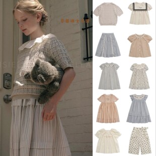 2026春夏款LOU童装女孩粉色毛衣LM白衬衫开衫法式连衣裙气质套装