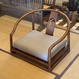 水曲柳席地榻榻米圈椅座椅靠背椅茶椅飘窗椅禅椅矮圈椅禅修椅实木