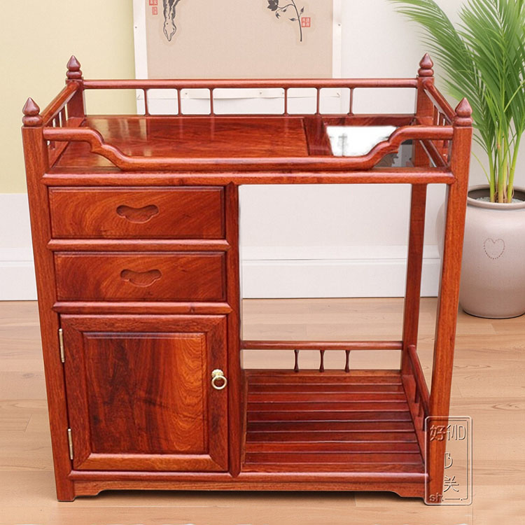 红木缅甸花梨木茶水柜架大果紫檀
