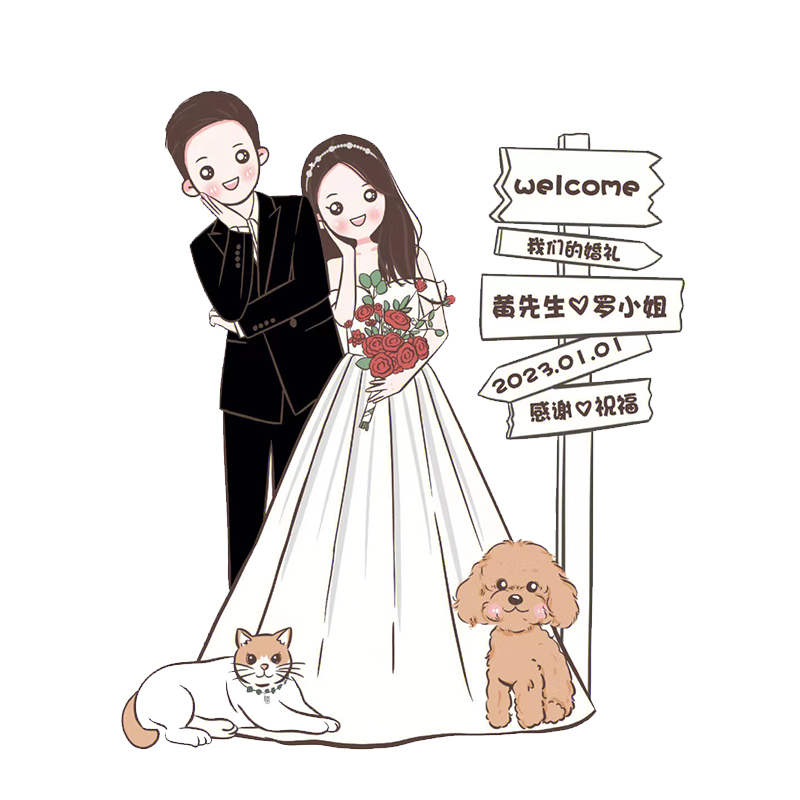 手绘q版简萌小头像卡通情侣照片设计手机壳图案定制壁纸简笔漫画