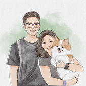 手绘原创水彩风格 头像定制情侣照片转漫画卡通形象设计 写实画q版