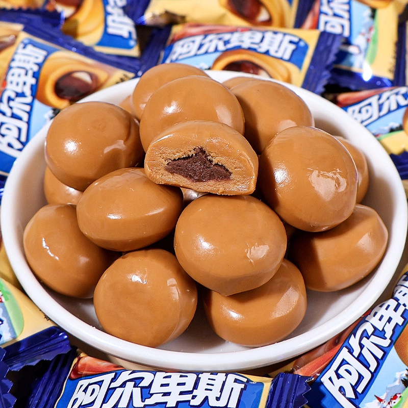 阿尔卑斯巧克溢夹心太妃糖巧克力味烫锅花生结婚喜事批发糖果新年
