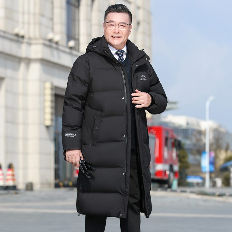 中老年男装加厚羽绒服长款过膝男士冬季防寒服大码宽松爸爸外套