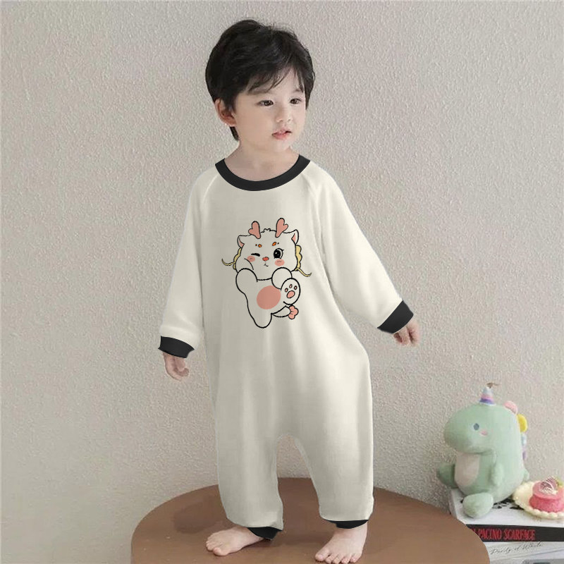 纯棉防踢睡衣卡通连体衣儿童春秋家居服男女宝宝睡衣四季通用睡袋