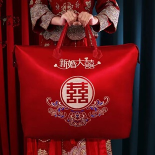 结婚加厚被子收纳袋红色喜被子陪嫁用品四件套婚礼高档婚被喜袋