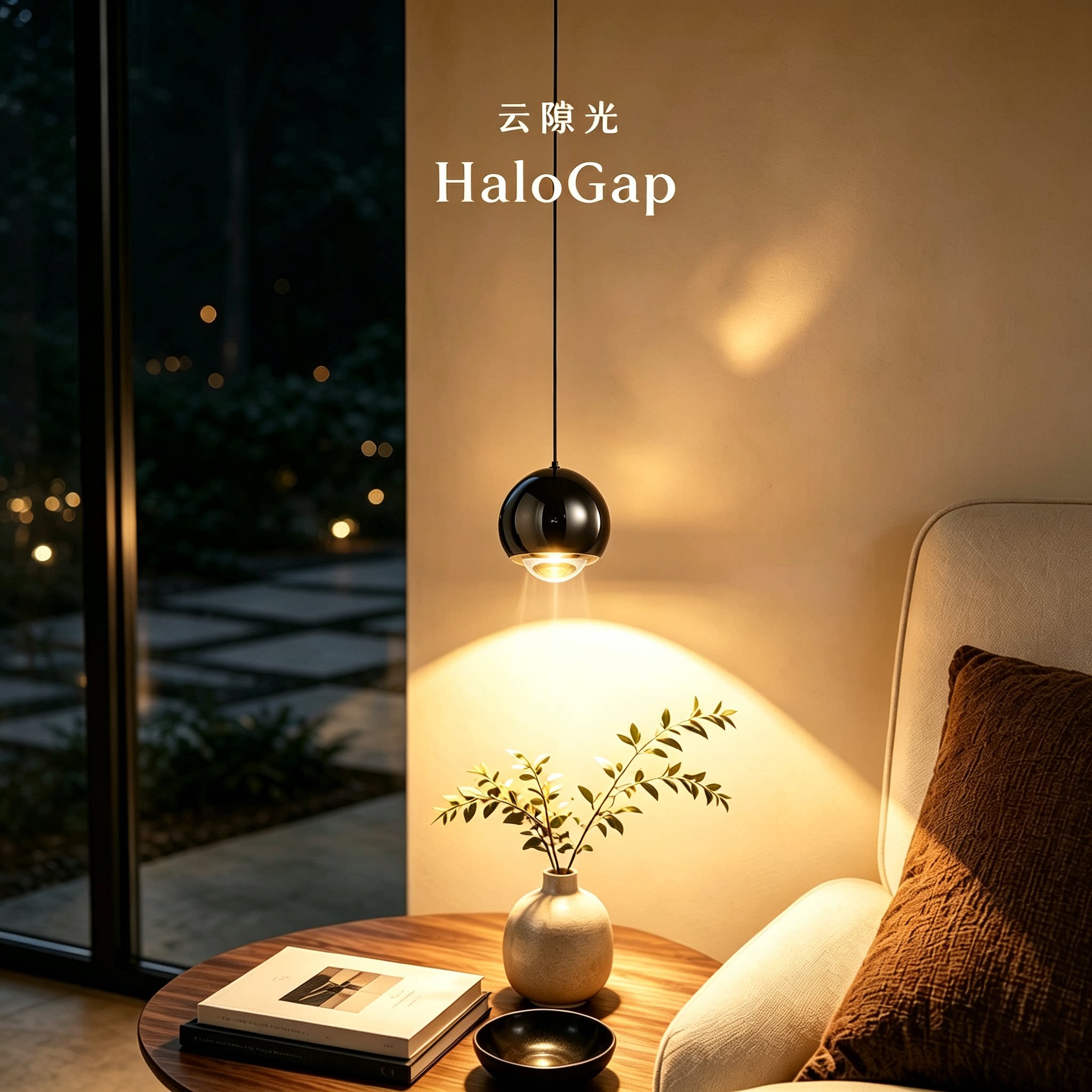 云隙光北欧现代简约床头吊灯可升降卧室背景墙触摸开关创意小吊灯图片