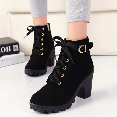 Martin boots high heels shoes women leather shoe girl boot女