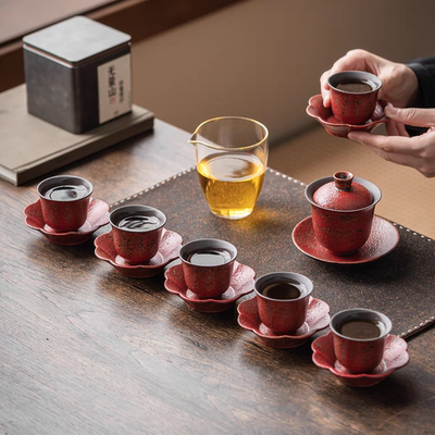 万紫千红盖碗高档老岩泥套装