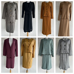 春秋复古着vintage孤品中古日本制羊毛西装外套经典套装