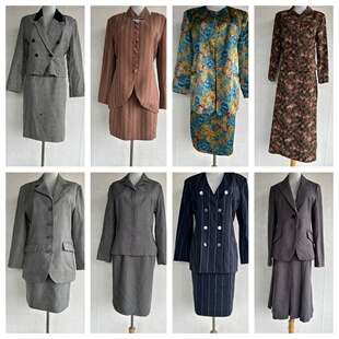 春秋复古着vintage孤品中古日本制羊毛西装外套经典套装