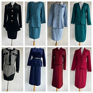 春秋复古着vintage孤品中古日本制羊毛西装外套经典套装