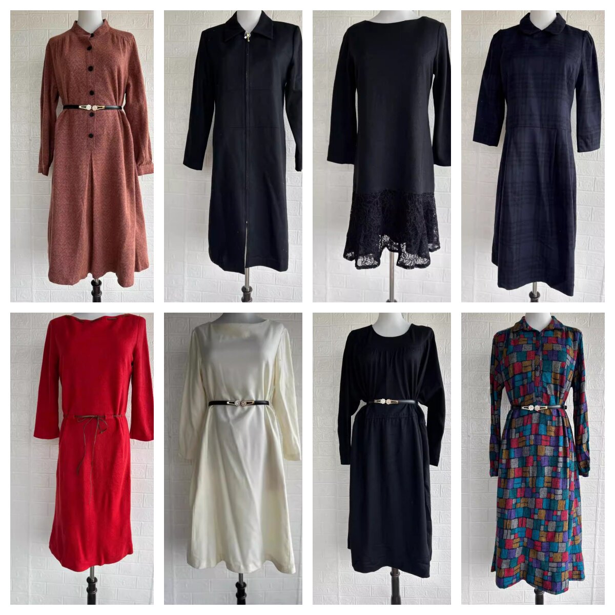 厚款vintage复古着森系田园风小清新碎花波点中长半身裙