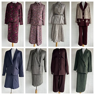 春秋复古着vintage孤品中古日本制羊毛西装外套经典套装