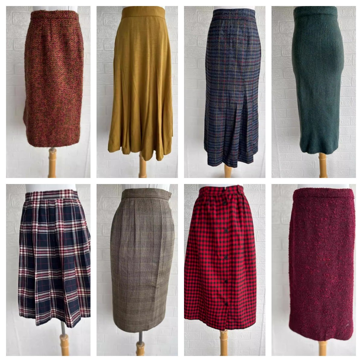 厚款日系vintage复古着森系田园风小清新碎花波点中长半身裙