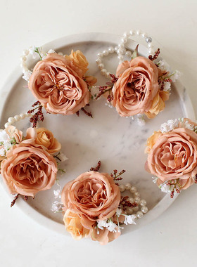 仿真花奥斯丁玫瑰新娘伴娘手腕花胸花婚礼拍照道具襟花结婚用品