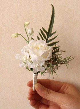 新娘新郎婚礼仿真花玫瑰胸花 结婚姐妹团伴伴娘摄影道具 假花襟花