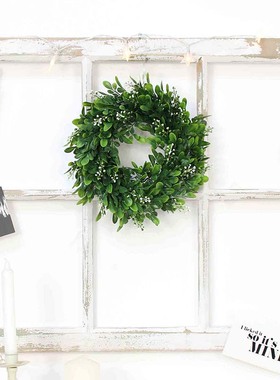 仿真花森系门上挂花环墙挂装饰花圈尤加利叶子门饰挂饰植物墙装饰