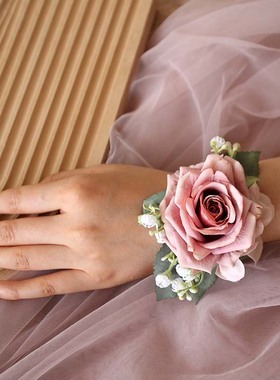 欧式浪漫玫瑰胸花新娘伴娘手腕花结婚婚礼贵宾结婚用品仿真花胸针