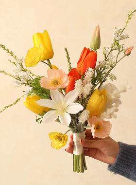 仿真花郁金香新娘婚礼手捧花 影楼婚庆摄影拍照把束花 订婚领证花