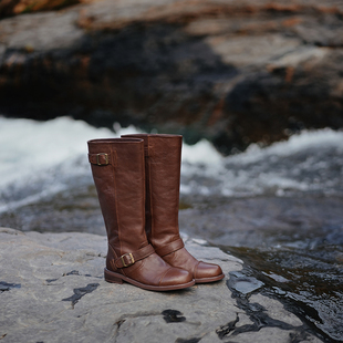 Ventimono 皮带扣骑士靴女2024秋冬新款粗跟高筒长靴