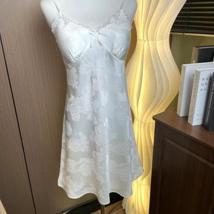 真丝睡衣吊带裙 真丝花罗吊带100%桑蚕丝带胸垫款连衣裙D2226