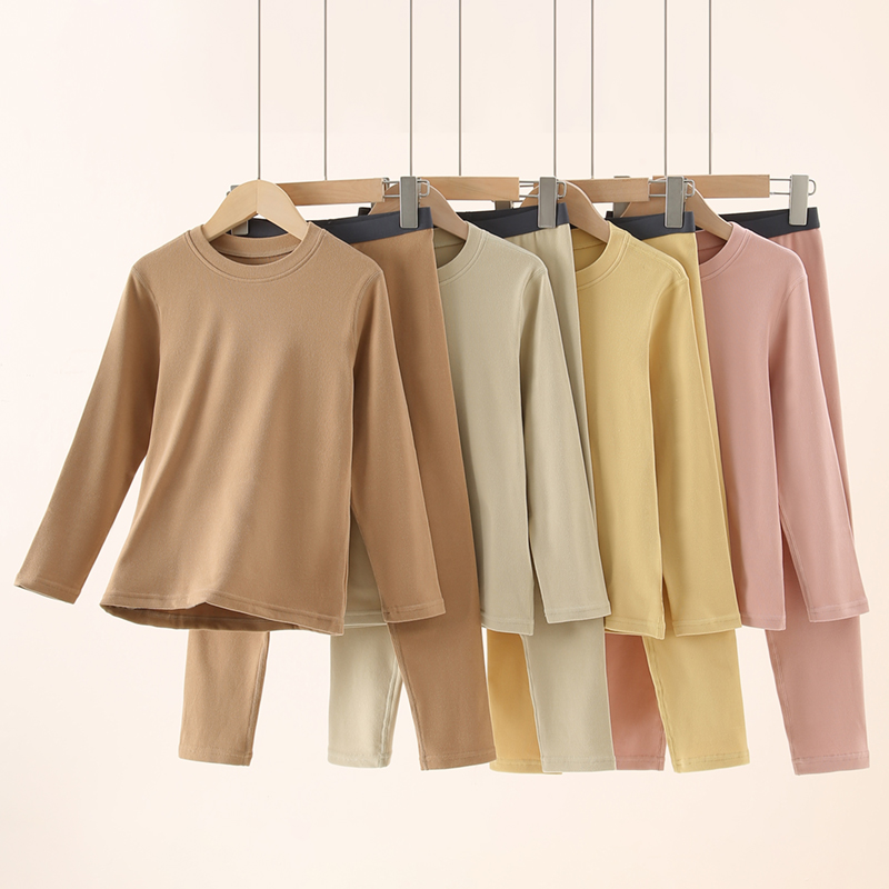 儿童保暖内衣童装男女童磨绒抗菌护膝发热保暖秋衣秋裤打底衣裤