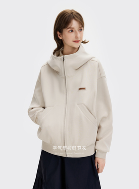 KXLFCHN空穴来风 春秋空气层拉链卫衣休闲简约百搭纯色宽松上衣女