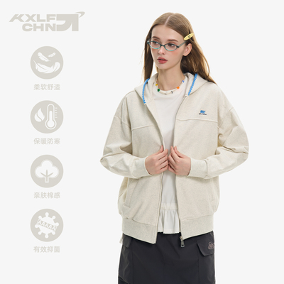 KXLFCHN空穴来风 贝壳绣连帽开衫卫衣女圆领休闲百搭长袖开衫外套