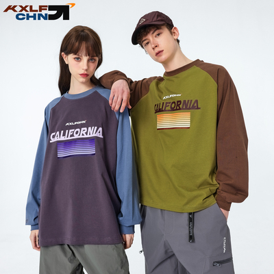 KXLFCHN潮牌撞色插肩袖T恤