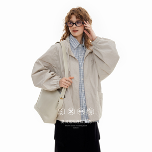 KXLFCHN空穴来风 日系复古刺绣连帽夹克外套男纯色百搭上衣女 秋季