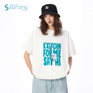 KXLFCHN空穴来风 潮牌字母小狗印花短袖男女夏季百搭宽松半袖T恤