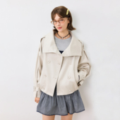 宽松休闲上衣女 风衣简约款 KXLFCHN空穴来风 春秋大翻领双排扣短款