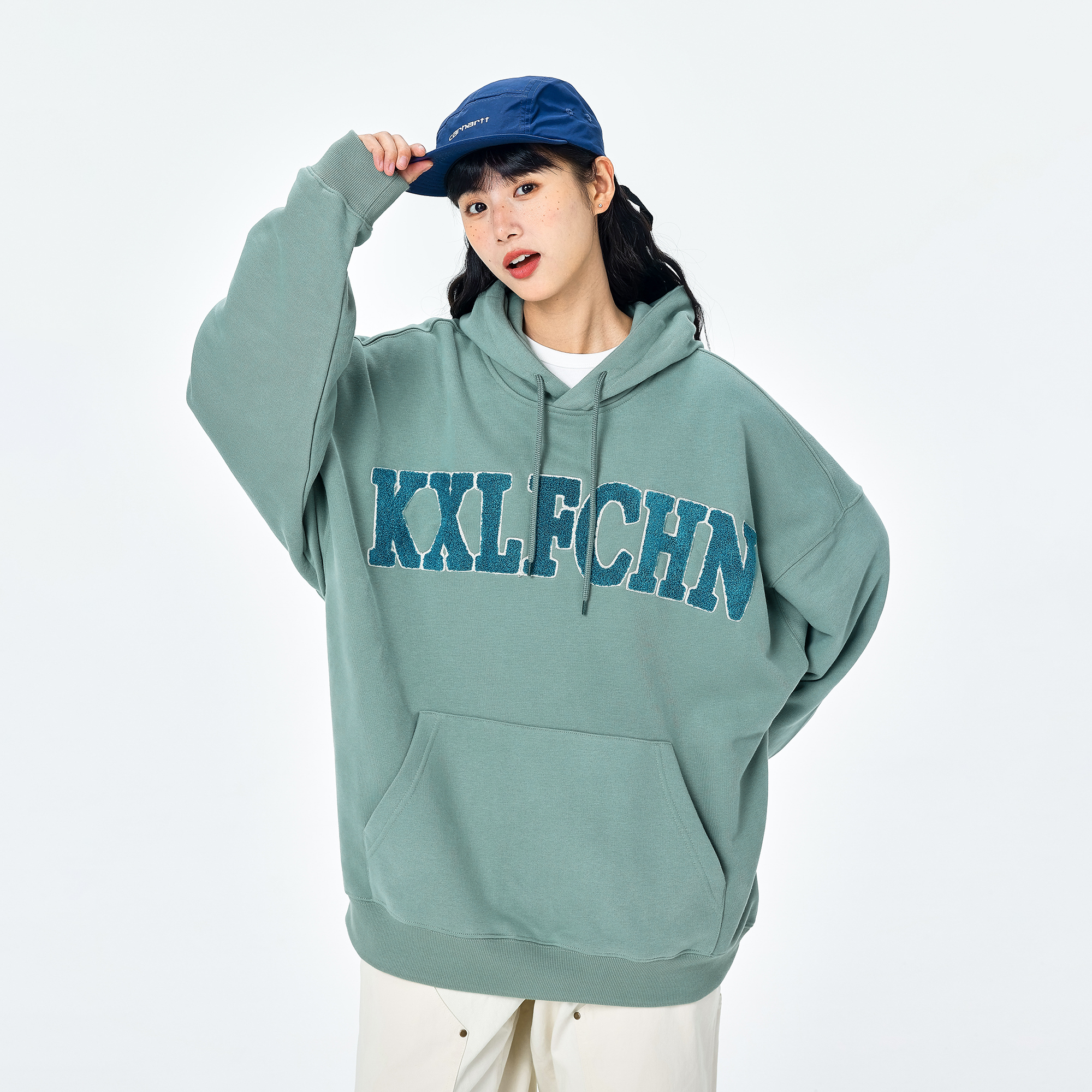 KXLFCHN毛巾绣连帽卫衣