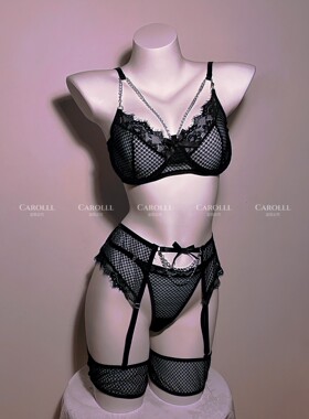 CAROLLL性感内衣女超薄款大胸显小蕾丝文胸套装无钢圈聚拢收副乳