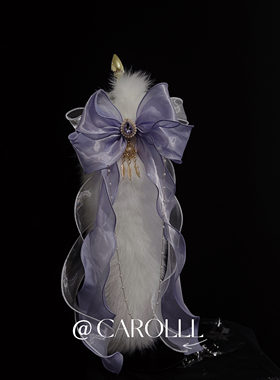 CAROLLL绝美紫蝴蝶！粉紫蝴蝶结身体链全身链w巴缎带毛茸茸