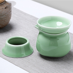 茶漏茶滤茶叶过滤网泡茶器分离器冲茶隔公道杯一体龙泉煮茶虑青瓷