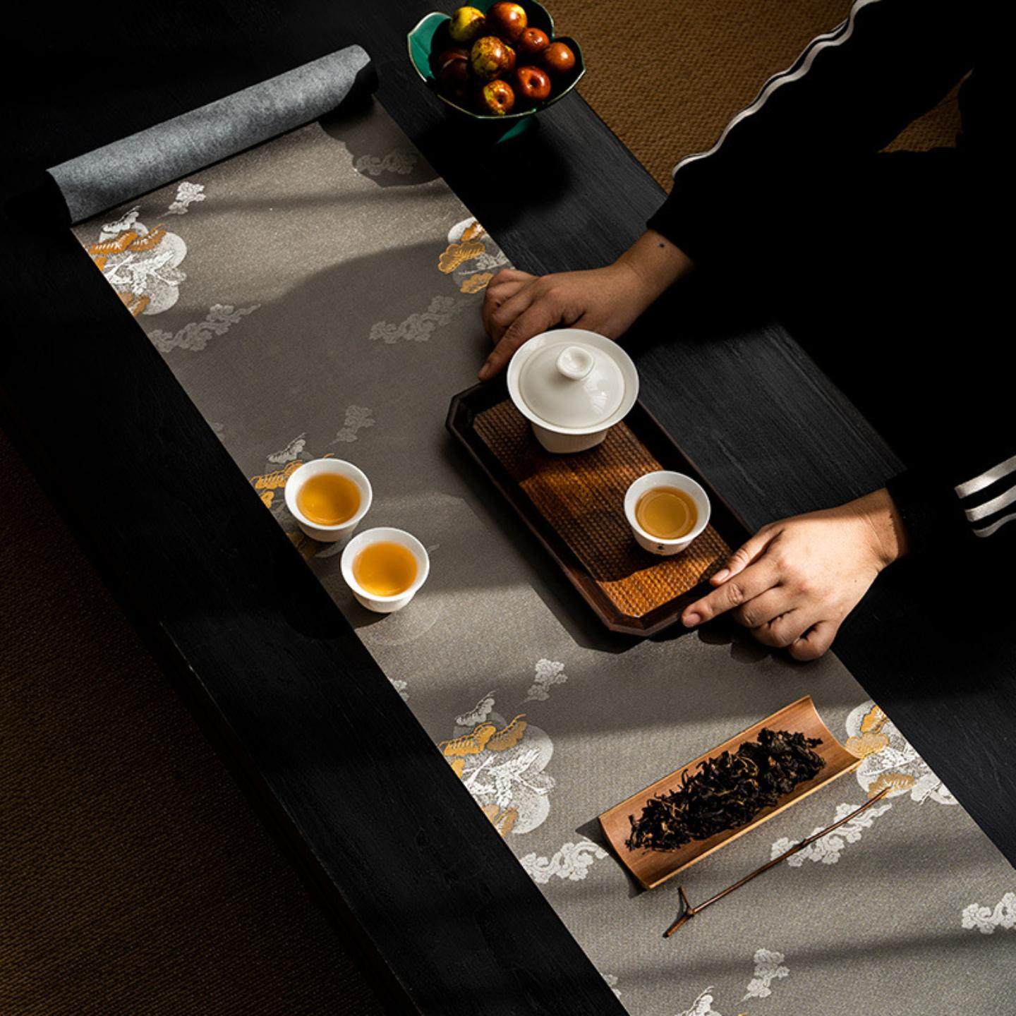 云松织锦茶席中式复古禅意家用高端轻奢长条茶台桌布桌旗,居家布艺,茶席,淘宝优惠券,粉丝福利购,淘宝优惠卷