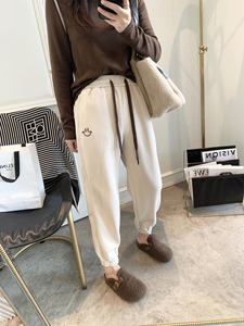 加绒卫裤女2023新款秋冬女装韩版时尚高腰束脚休闲哈伦灯笼裤子女