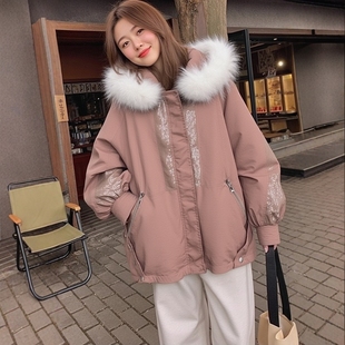 派克服 兔毛内衬皮草连帽毛领亮片工装 丽新折扣女装 Y鹰系列25冬装