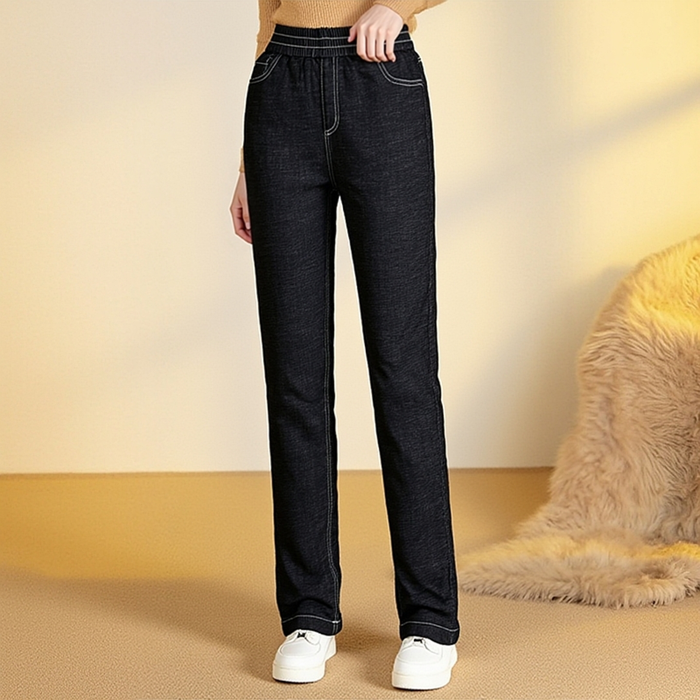 加棉加厚牛仔小脚裤棉裤女裤