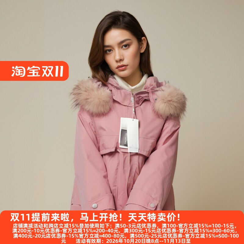 L兰系列23冬真毛领工装羽绒服