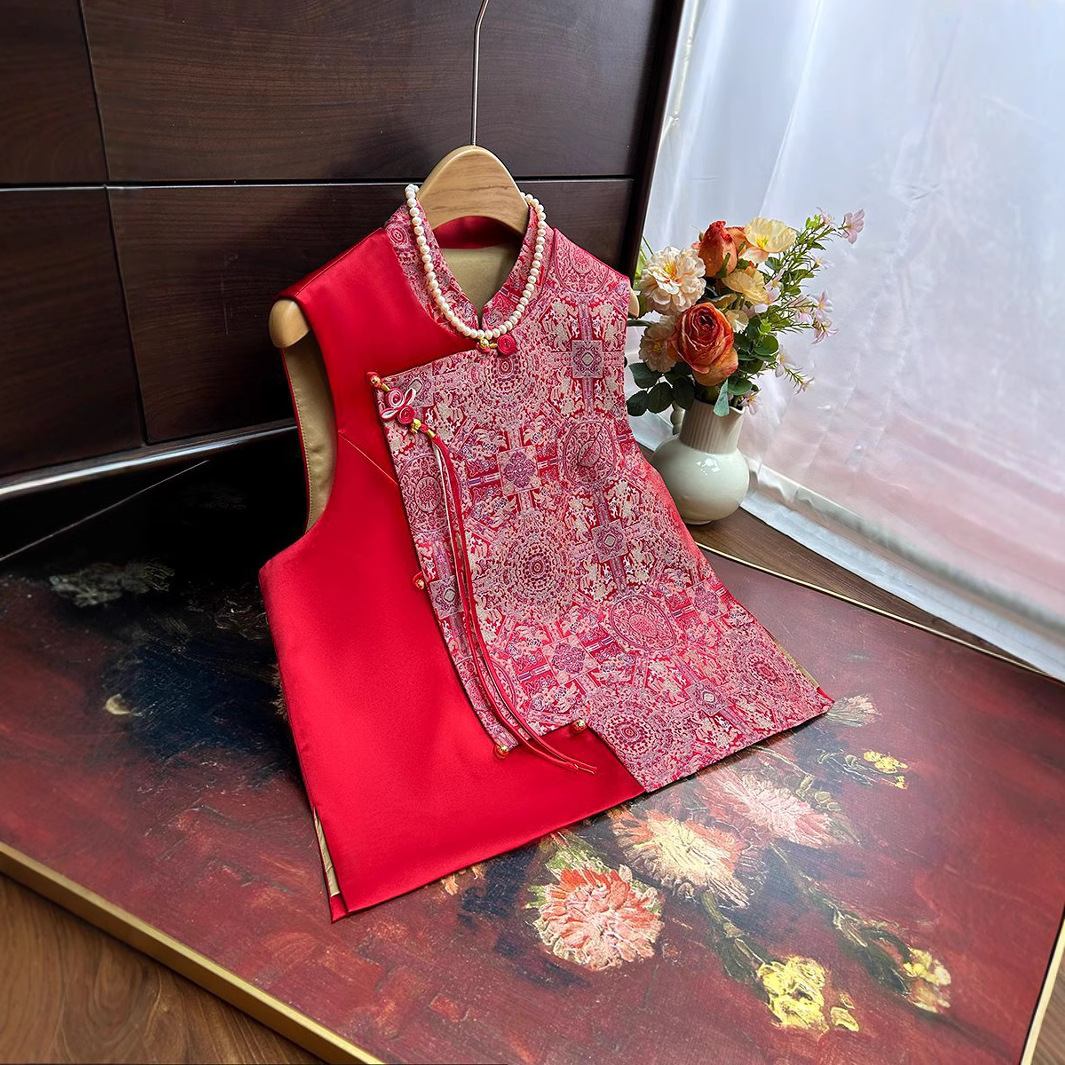 新款坎肩国风复古斜襟流苏马甲