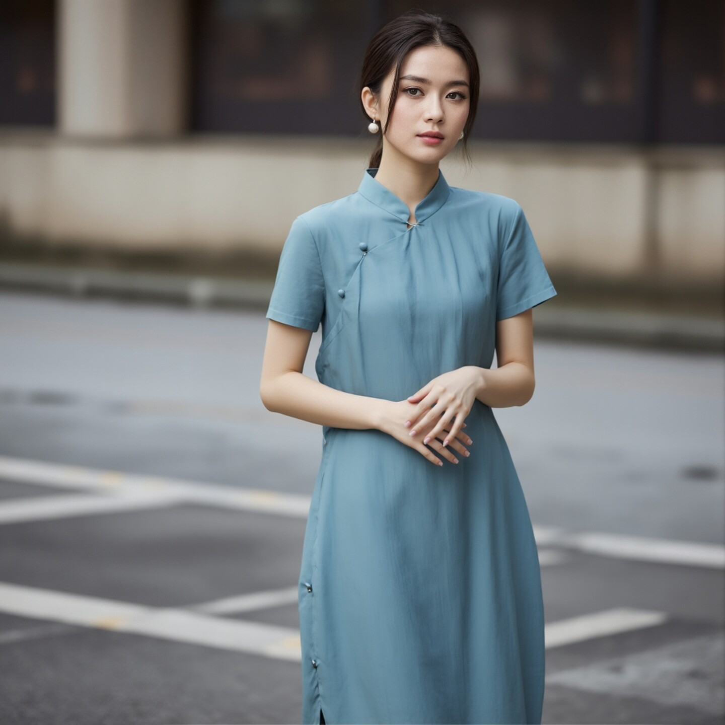 中国文艺茶艺风唐装棉麻旗袍