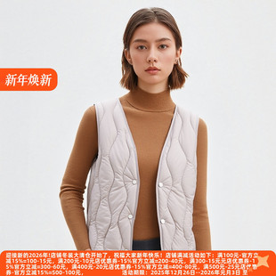 丽新折扣女装 系列90白鸭绒潮流显瘦百搭保暖V领轻薄羽绒马甲 A艾