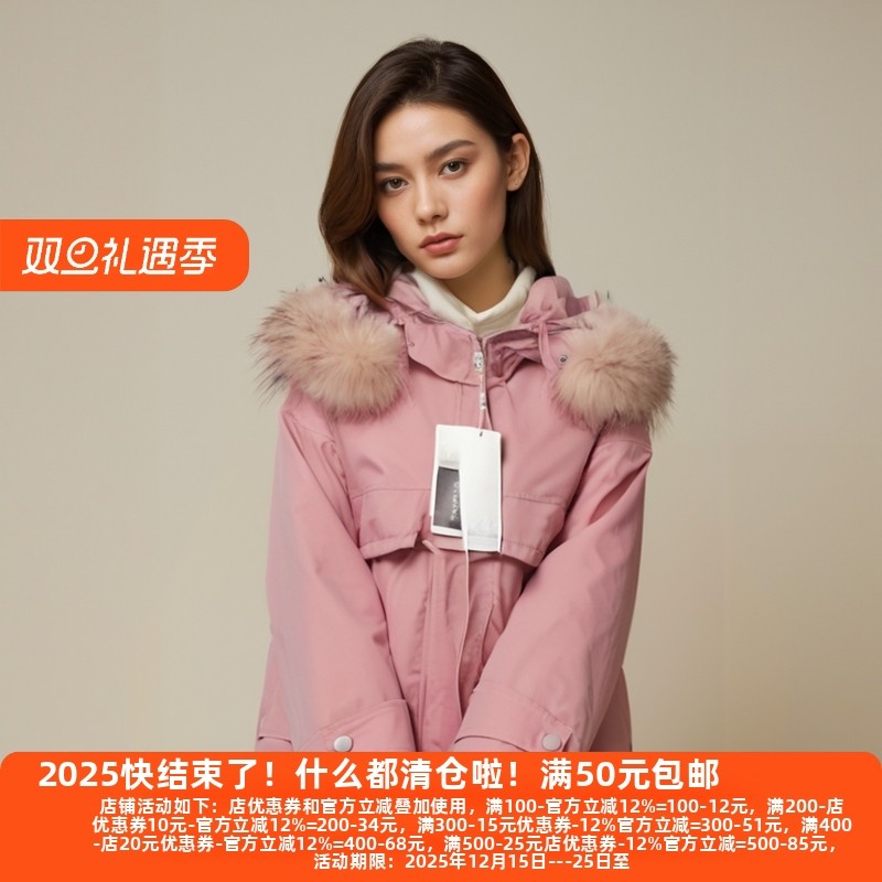 L兰系列23冬真毛领工装羽绒服