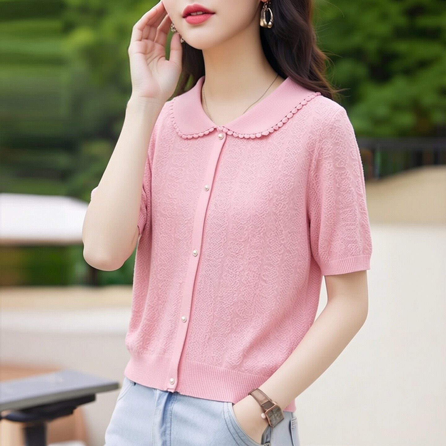 莱赛尔通勤凉感针织开衫女夏