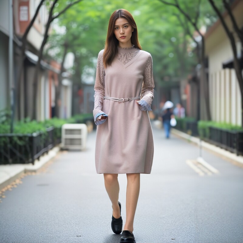 冬装清纯浪漫雅致如花连衣裙