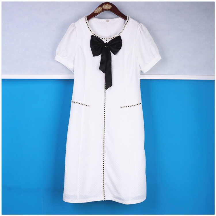 丽新折扣女装 H海10 系列 24夏装端庄时尚气质白色蝴蝶结女连衣裙