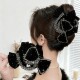 D丽新折扣 黑色丝绒麦穗抓夹后脑勺鲨鱼夹轻奢感精致头花头饰
